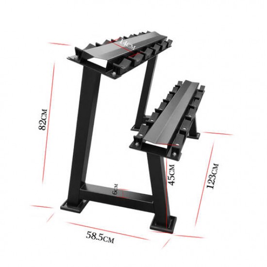 2 Tier Dumbbell Rack Set (Rack Only, Dumbbell Set 105kg, 135kg, 165kg)